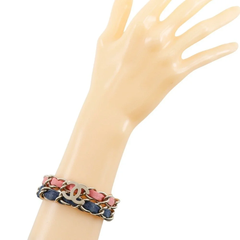 CHANEL Pink Logo Charm Bracelet